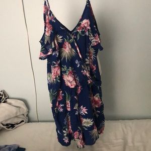 Blue Floral Wrap Style Romper
